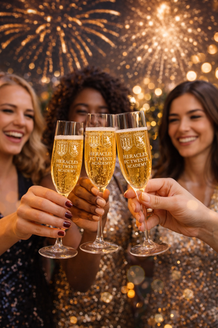 champagne glazen  bedrukt